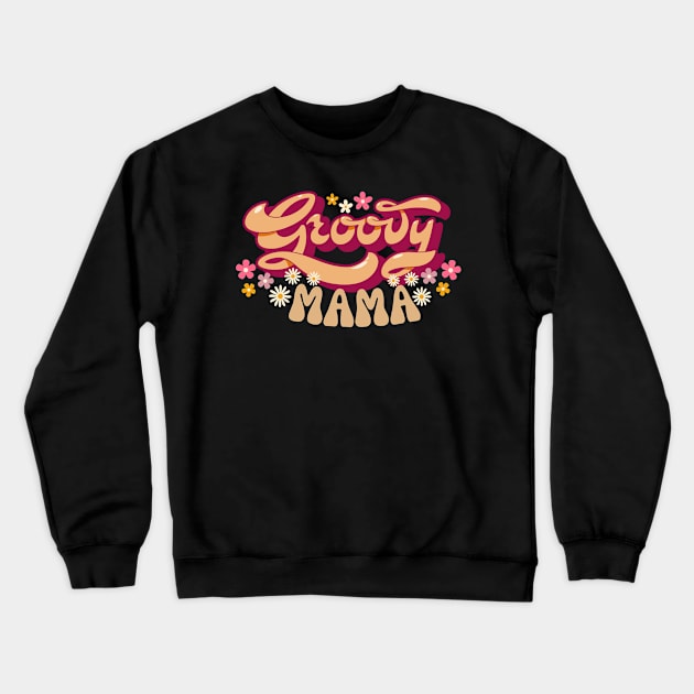 Funny Groovy Mama, Young, Cool, Hippie, Best Mom Mother's Day Humor Crewneck Sweatshirt by Motistry